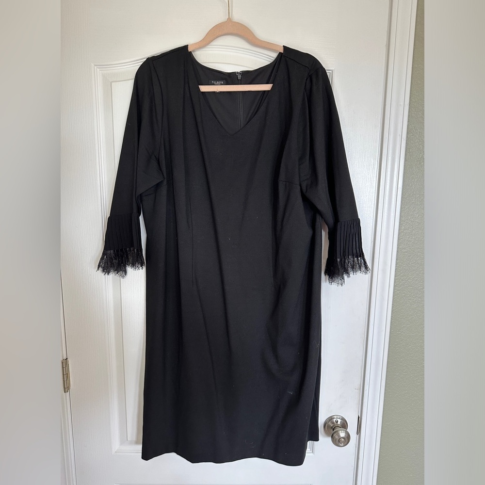 Talbots black dress with lace detail